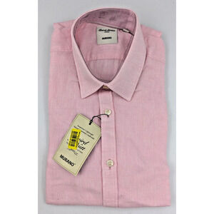Men's Murano Baird McNutt Linen Long Sleeve Pink Dress Shirt Size M Medium